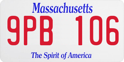 MA license plate 9PB106