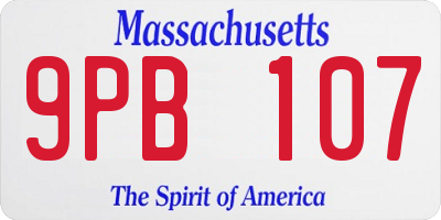 MA license plate 9PB107