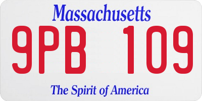 MA license plate 9PB109