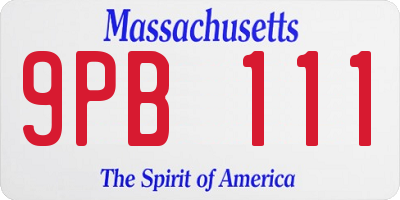 MA license plate 9PB111