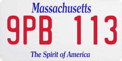 MA license plate 9PB113