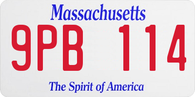 MA license plate 9PB114