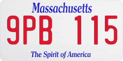 MA license plate 9PB115