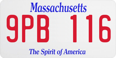 MA license plate 9PB116