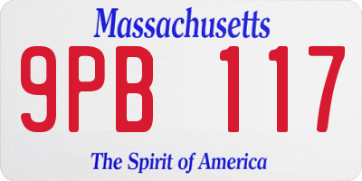MA license plate 9PB117