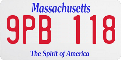 MA license plate 9PB118
