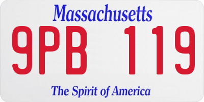 MA license plate 9PB119