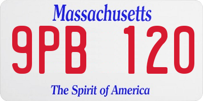 MA license plate 9PB120