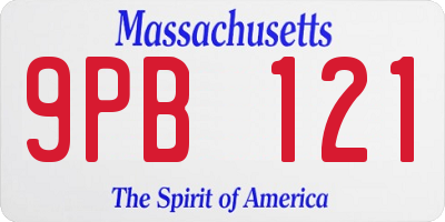 MA license plate 9PB121