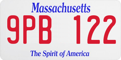 MA license plate 9PB122