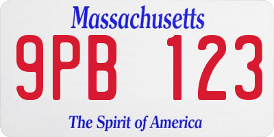 MA license plate 9PB123