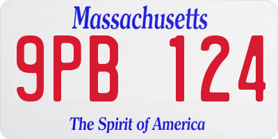 MA license plate 9PB124