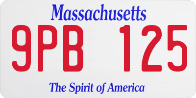 MA license plate 9PB125