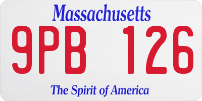 MA license plate 9PB126
