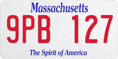 MA license plate 9PB127