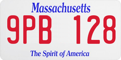 MA license plate 9PB128