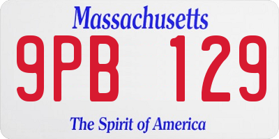 MA license plate 9PB129
