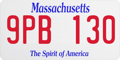 MA license plate 9PB130
