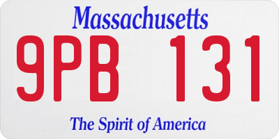 MA license plate 9PB131