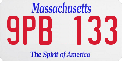 MA license plate 9PB133
