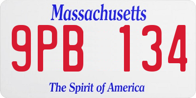 MA license plate 9PB134