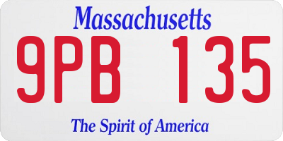MA license plate 9PB135