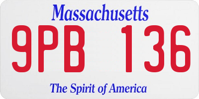 MA license plate 9PB136