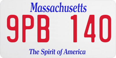 MA license plate 9PB140