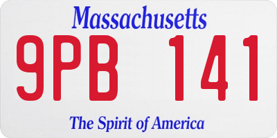 MA license plate 9PB141