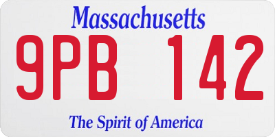 MA license plate 9PB142
