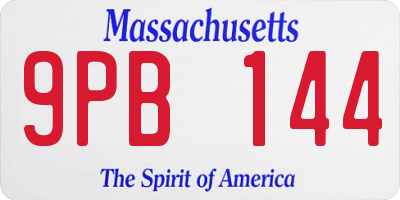 MA license plate 9PB144