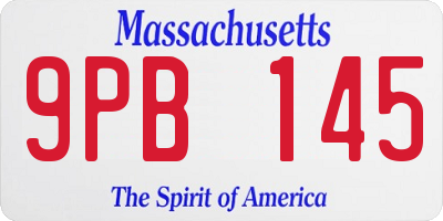 MA license plate 9PB145