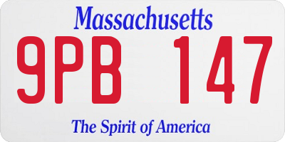 MA license plate 9PB147