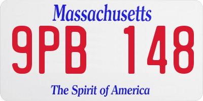 MA license plate 9PB148