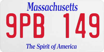 MA license plate 9PB149