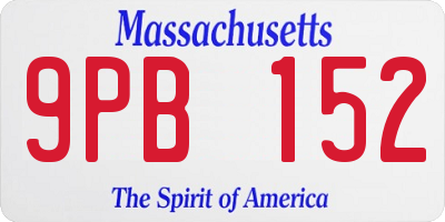 MA license plate 9PB152
