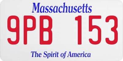 MA license plate 9PB153