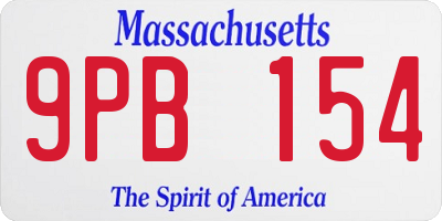 MA license plate 9PB154