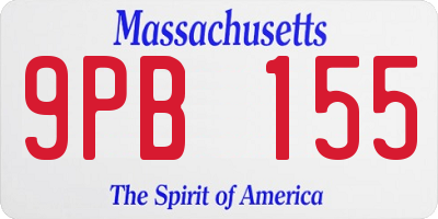 MA license plate 9PB155