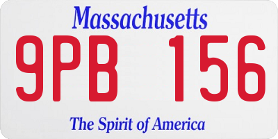MA license plate 9PB156
