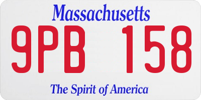 MA license plate 9PB158