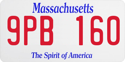 MA license plate 9PB160