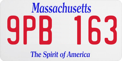 MA license plate 9PB163