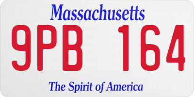 MA license plate 9PB164