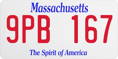 MA license plate 9PB167