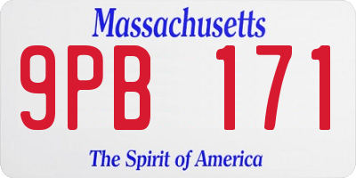 MA license plate 9PB171