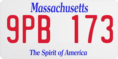 MA license plate 9PB173