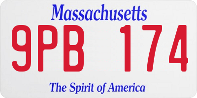 MA license plate 9PB174