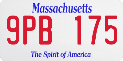 MA license plate 9PB175