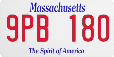 MA license plate 9PB180